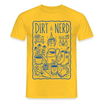 Récolte des plantes de jardinage biologique Dirt Nerd - T-shirt homme - jaune - Devant - AI Model Male 178 dark (178cm)
