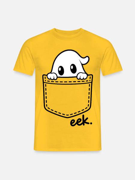 Kuscheliger Geist über Brusttasche - Männer T-Shirt - Gelb