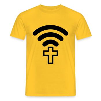 Verbinde dich Jesus Gott Kirche Pilger Wallfahrt - Männer T-Shirt - Gelb - Vorne - AI Model Male 178 dark (178cm)