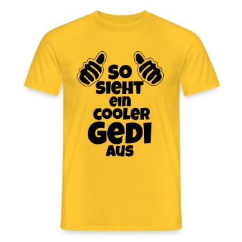 So sieht ein cooler Gedi aus Patenonkel Österreich - Männer T-Shirt - Gelb - Vorne - AI Model Male 178 dark (178cm)