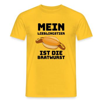 Mein Lieblingstier ist die Bratwurst - Männer T-Shirt - Gelb - Vorne - AI Model Male 178 dark (178cm)