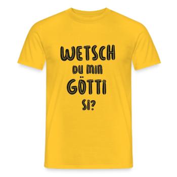 Wetsch du min Götti si Patenonkel Schweiz Baby - Männer T-Shirt - Gelb - Vorne - AI Model Male 178 dark (178cm)