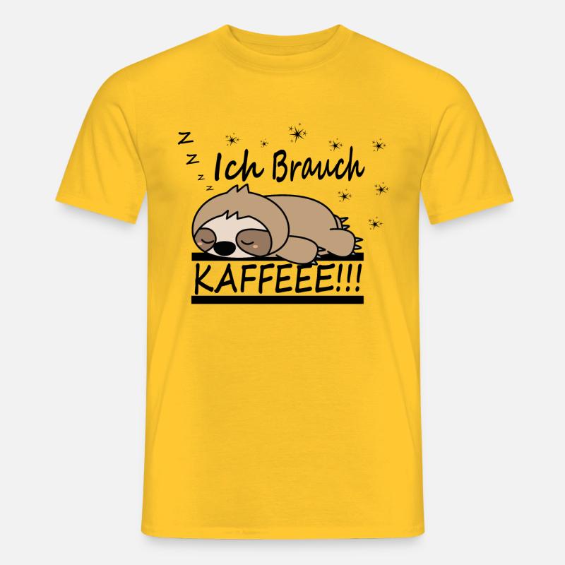 Faultier Kaffee Koffein - Männer T-Shirt - Gelb