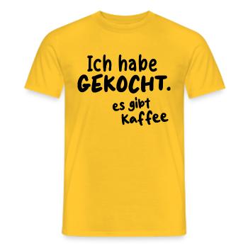 KAFFEE CAFE LIEBHABER BOHNE KOCHEN GEBRÜHT PAUSE - Männer T-Shirt - Gelb - Vorne - AI Model Male 178 dark (178cm)