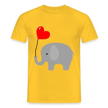 Elefant Herz Liebe - Männer T-Shirt - Gelb - Vorne - AI Model Male 178 dark (178cm)