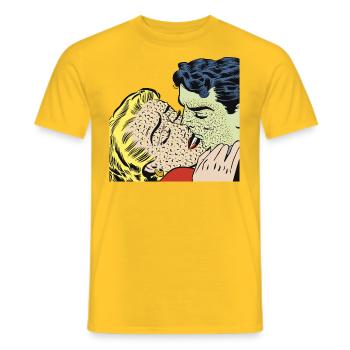 Ein Kuss mit Knöpfen - Männer T-Shirt - Gelb - Vorne - AI Model Male 178 dark (178cm)