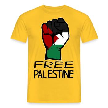 Drapeau de la Palestine gratuit Palestine noir - T-shirt homme - jaune - Devant - AI Model Male 178 dark (178cm)