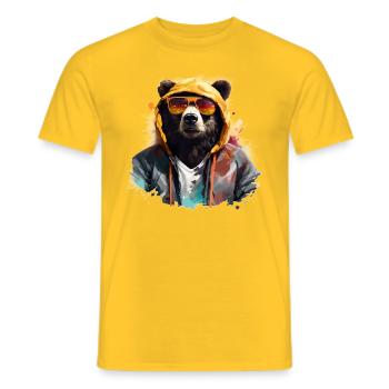 Ours Hip-Hop Cool - T-shirt homme - jaune - Devant - AI Model Male 178 dark (178cm)
