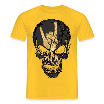 Rock`n Roll Skull - Männer T-Shirt - Gelb - Vorne - AI Model Male 178 dark (178cm)