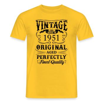 Vintage Made In 1951 73 ans d’être génial - T-shirt homme - jaune - Devant - AI Model Male 178 dark (178cm)