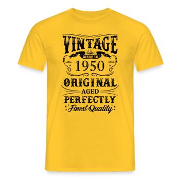 Vintage fait dans les années 1950 74 ans d’être génial - T-shirt homme - jaune - Devant - AI Model Male 178 dark (178cm)