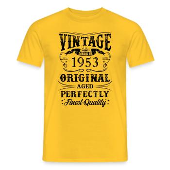 Vintage Made In 1953 71 Years Of Being Awesome - Men's T-Shirt - yellow - Front - AI Model Male 178 dark (178cm)