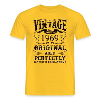 Vintage Made In 1969 55 Years Of Being Awesome - Men's T-Shirt - yellow - Front - AI Model Male 178 dark (178cm)