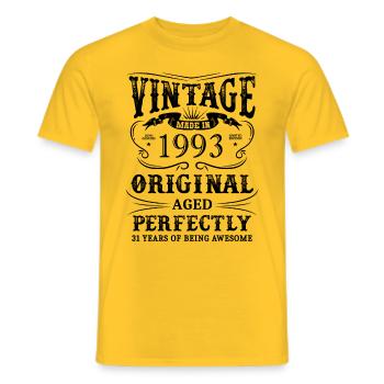 Vintage Made In 1993 31 ans d’être génial - T-shirt homme - jaune - Devant - AI Model Male 178 dark (178cm)