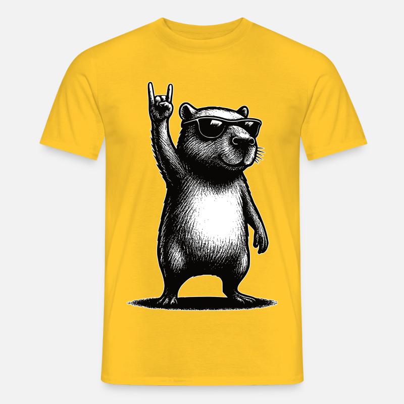 Rock Capybara - Männer T-Shirt - Gelb