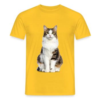 Mixed Fluffy Cat – Fluffy & Full of Personality - Men's T-Shirt - yellow - Front - AI Model Male 178 dark (178cm)