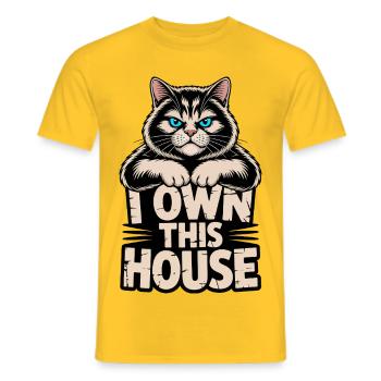 Je suis propriétaire de ce chat domestique - T-shirt homme - jaune - Devant - AI Model Male 178 dark (178cm)