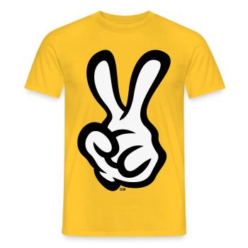 Victory Hand Sign (Left Hand / POS / 2C) - Men's T-Shirt - yellow - Front - AI Model Male 178 dark (178cm)