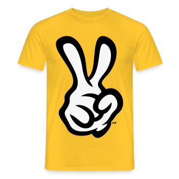 Signe de la main de la victoire (Main droite / POS / 2C) - T-shirt homme - jaune - Devant - AI Model Male 178 dark (178cm)
