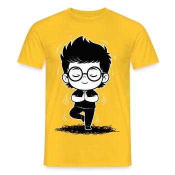 Étudiant Méditation Yoga Zen Noir et Blanc - T-shirt homme - jaune - Devant - AI Model Male 178 dark (178cm)