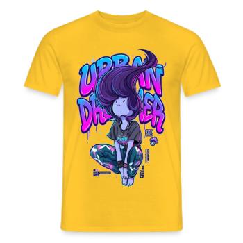 Urban Dreamer Lofi Anime Girl Graffiti Streetwear - T-shirt homme - jaune - Devant - AI Model Male 178 dark (178cm)