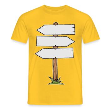 Wooden Signpost Direction Sign - Men's T-Shirt - yellow - Front - AI Model Male 178 dark (178cm)