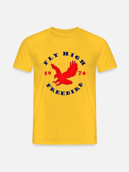 Fliegen Sie hoch Freebird 1974 mit Red Eagle Image - Männer T-Shirt - Gelb