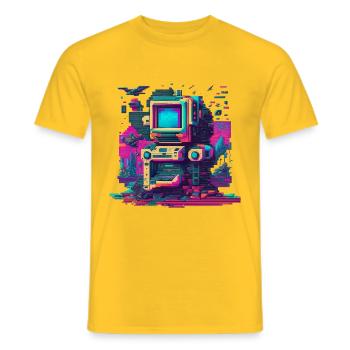Retro Tech - Männer T-Shirt - Gelb - Vorne - AI Model Male 178 dark (178cm)