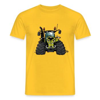 0300 light green tractor - Men's T-Shirt - yellow - Front - AI Model Male 178 dark (178cm)
