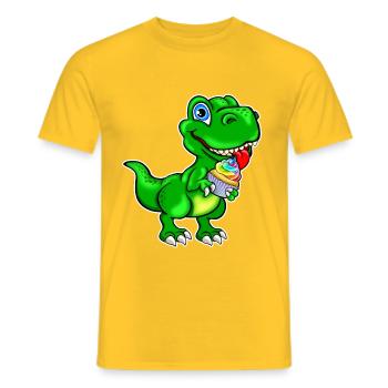 Dino mit Cupcake Muffin bunt - Männer T-Shirt - Gelb - Vorne - AI Model Male 178 dark (178cm)