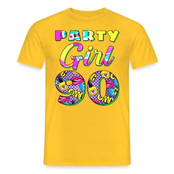 90er Party Girl - Männer T-Shirt - Gelb - Vorne - AI Model Male 178 dark (178cm)