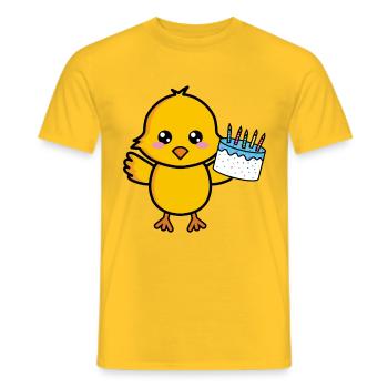 Chicks Cute Birthday Birthday Cake - Men's T-Shirt - yellow - Front - AI Model Male 178 dark (178cm)
