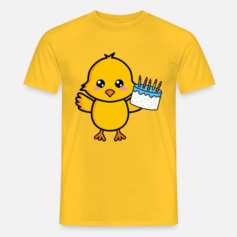 Küken Niedlich Geburtstag Geburtstagskuchen - Männer T-Shirt - Gelb