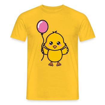 Chick Cute Birthday Balloon - Men's T-Shirt - yellow - Front - AI Model Male 178 dark (178cm)