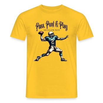 Quarterback Action - Men's T-Shirt - yellow - Front - AI Model Male 178 dark (178cm)