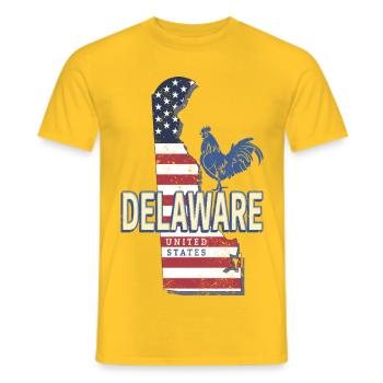 Delaware Vereinigte Staaten Vintage USA Souvenir - Männer T-Shirt - Gelb - Vorne - AI Model Male 178 dark (178cm)