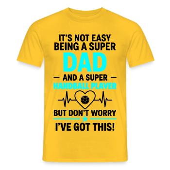 Herz + Handball – Super Papa Handball Player - T-shirt homme - jaune - Devant - AI Model Male 178 dark (178cm)