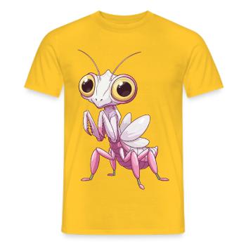 Cute orchid mantis with big eyes - Men's T-Shirt - yellow - Front - AI Model Male 178 dark (178cm)