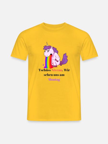 Einhorn Comic Sprüche Design - Männer T-Shirt - Gelb