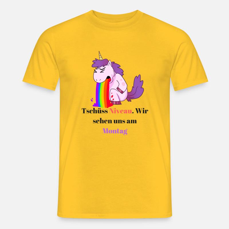Einhorn Comic Sprüche Design - Männer T-Shirt - Gelb