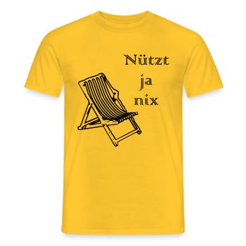 No use - Men's T-Shirt - yellow - Front - AI Model Male 178 dark (178cm)