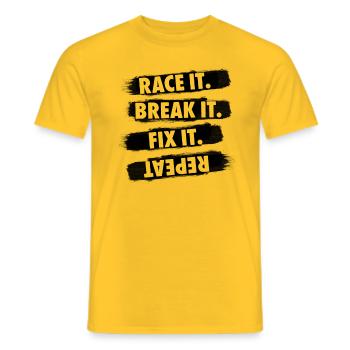 La course Le casser Fixez le. Répéter le cadeau - T-shirt homme - jaune - Devant - AI Model Male 178 dark (178cm)