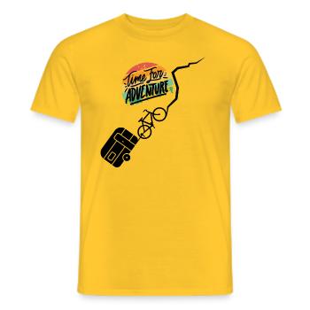 Vélo Caravane Adventure Caravan Camper - T-shirt homme - jaune - Devant - AI Model Male 178 dark (178cm)