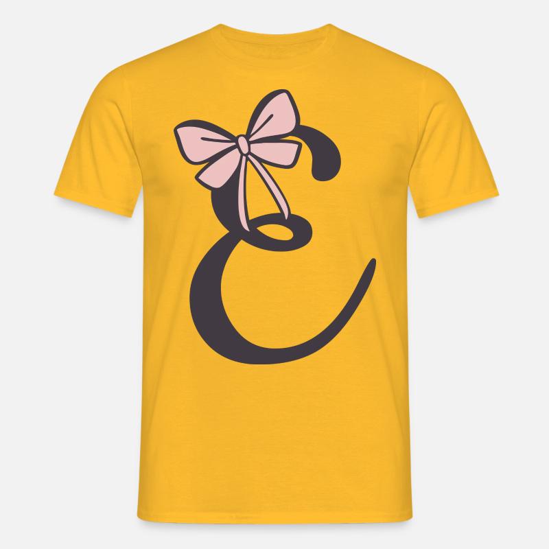 Anfangsbuchstabe E Schleifchen - Männer T-Shirt - Gelb