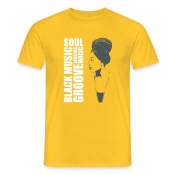 Soul Music T-Shirt Design - Männer T-Shirt - Gelb - Vorne - AI Model Male 178 dark (178cm)