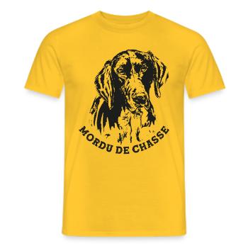 Mordu de chasse - T-shirt homme - jaune - Devant - AI Model Male 178 dark (178cm)