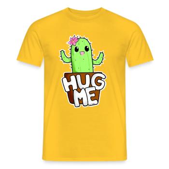 Kawaii Cactus Hug Me Funny Manga Idée cadeau - T-shirt homme - jaune - Devant - AI Model Male 178 dark (178cm)