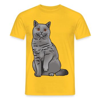 Britisch Kurzhaar Katze - Männer T-Shirt - Gelb - Vorne - AI Model Male 178 dark (178cm)