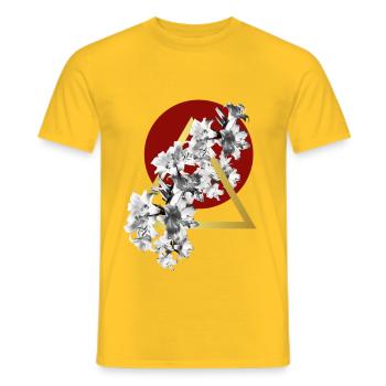 Geometric Golden Lilies - Männer T-Shirt - Gelb - Vorne - AI Model Male 178 dark (178cm)