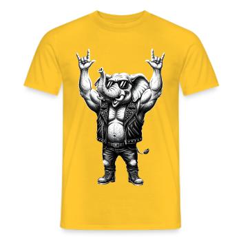 Rocker Elephant Metal Heavy Metal Hardrock Design - Men's T-Shirt - yellow - Front - AI Model Male 178 dark (178cm)